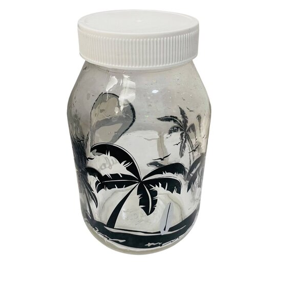 Vintage California Glass Jar With White Screw Lid & Palm Tree Design 7" - Picture 5 of 7